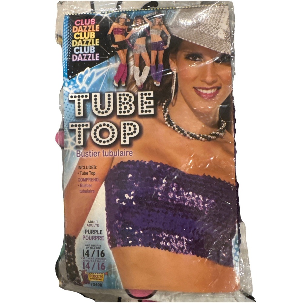 Club Dazzle‎ Rave Diva Purple Sexy Sequin Tube Top One Size Fits Most Up To 16